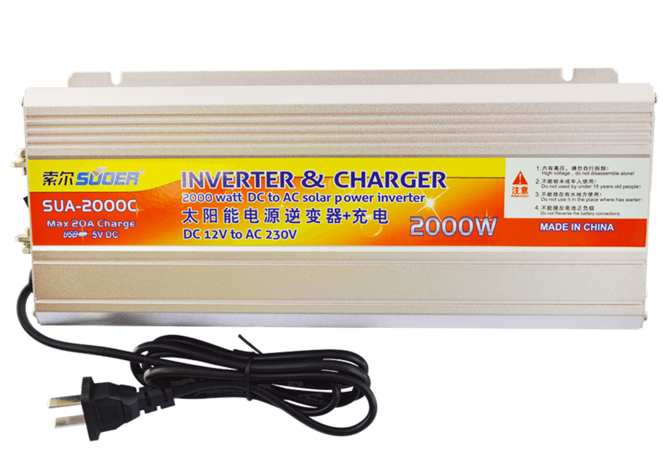 2000W 12V 220V New Power Inverter with Charger