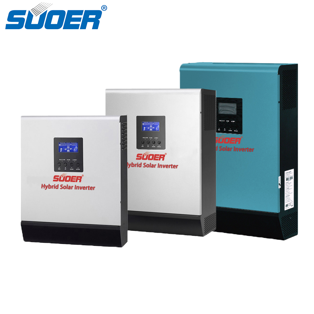 Suoer 12V 24V 48V 1000VA to 5000VA Pure Sine Wave Hybrid inverter With Solar Controller