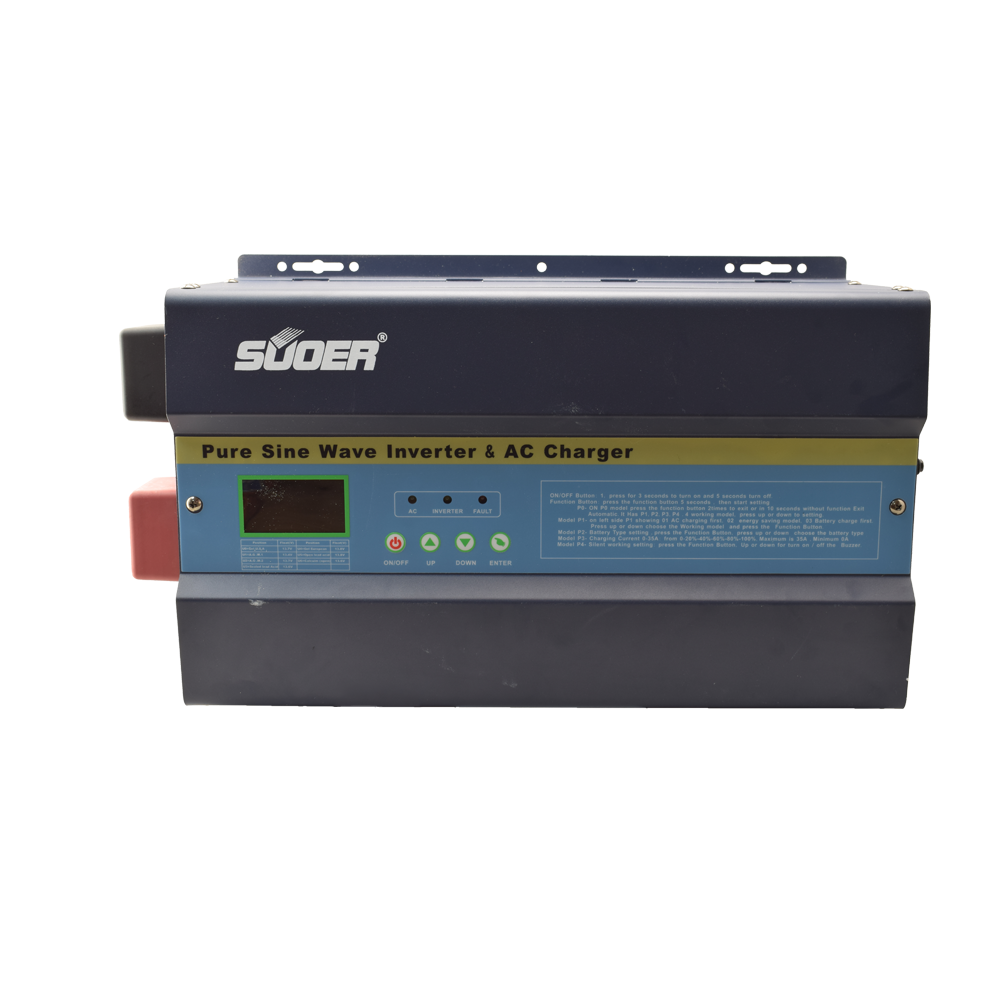 Suoer Inverter 3000w 12v/24v/48v Low Frequency Hybrid Solar Power Inverter with PWM Charger Controller