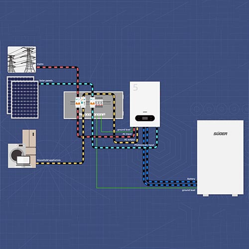 Circuit connection diagram of split 5kw 10kw energy storage system