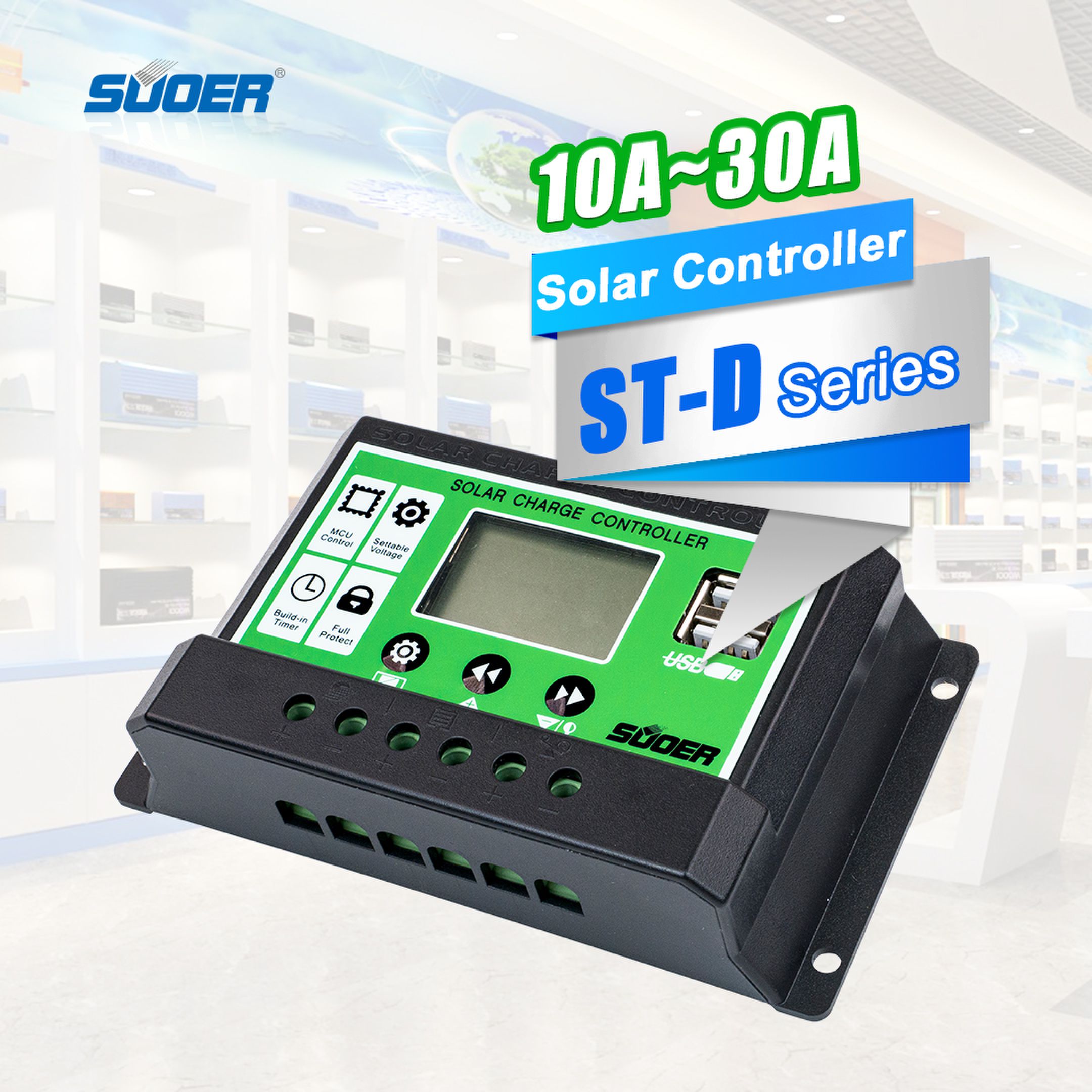PWM Solar Controller - 10A Solar PWM Charge Controller with LCD Display Smart 12V 24V Solar Charger